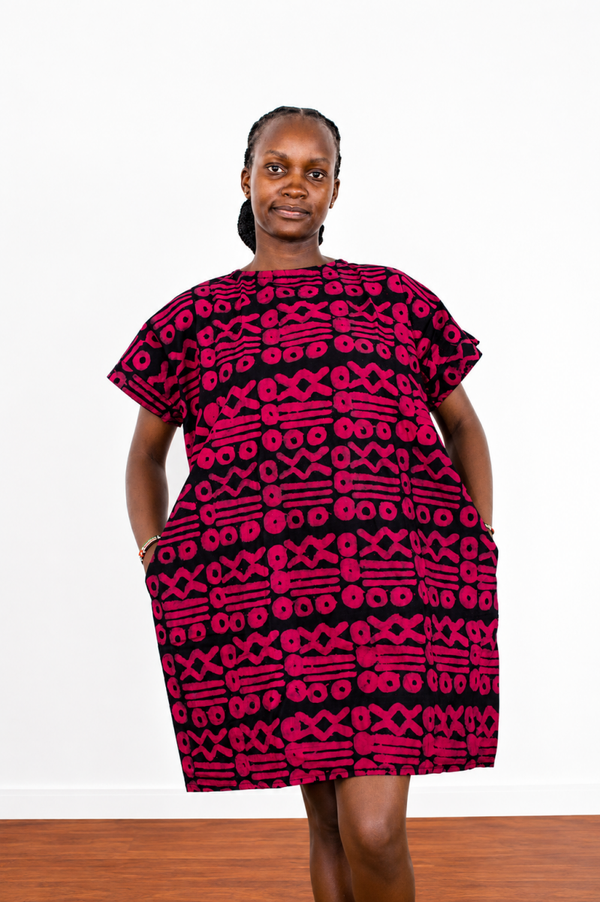 Burgandry Batik Backless dress