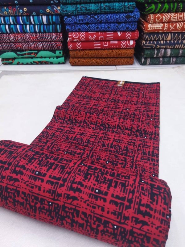 Red Ankara Fabric
