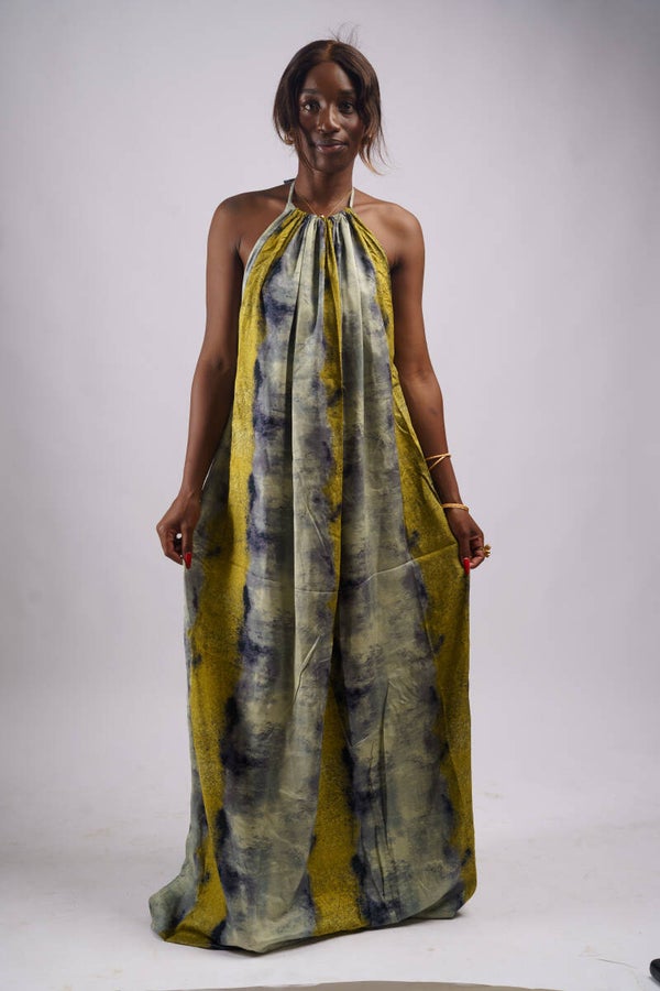 Cute Yellow Strips Backless Dera