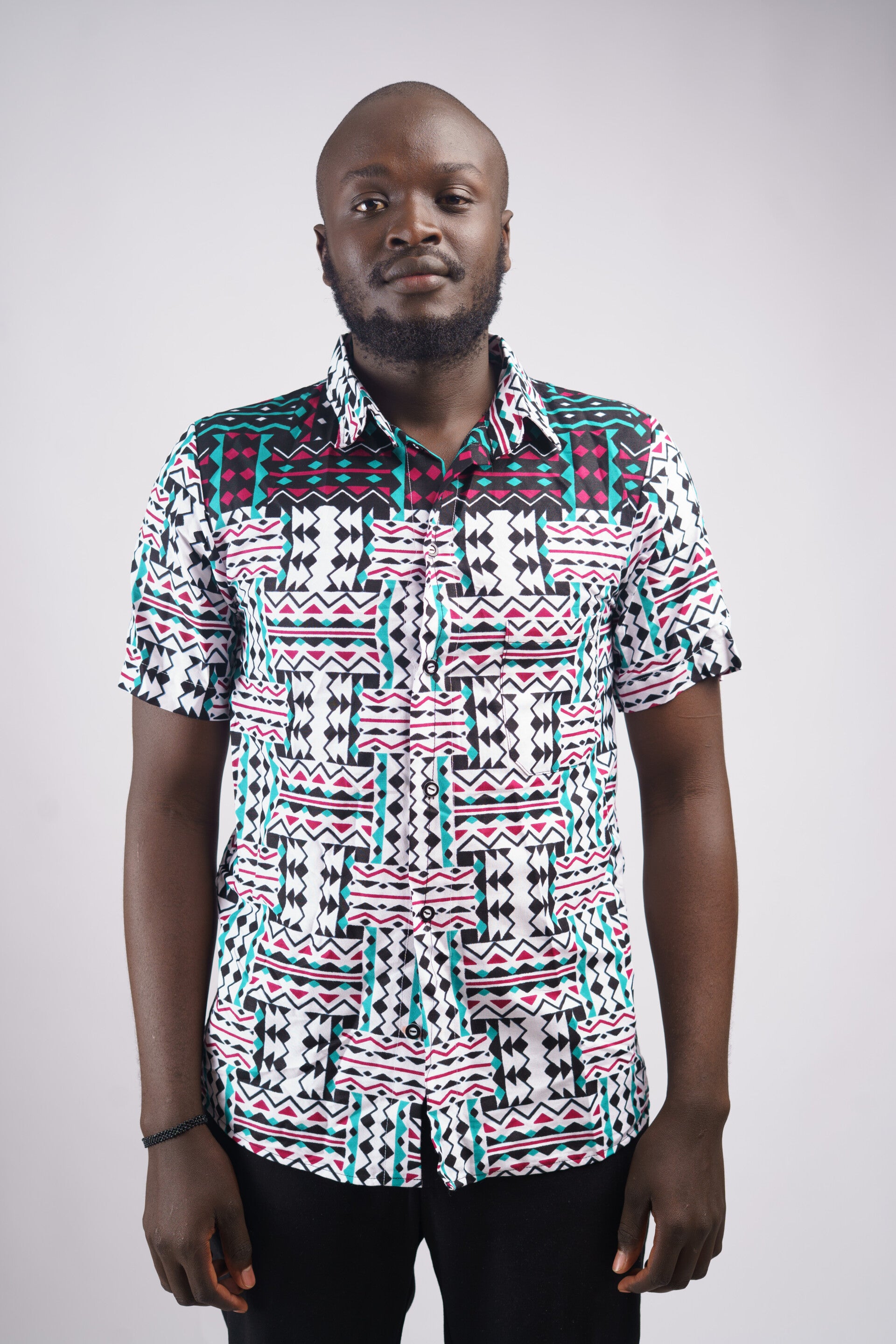 White plus patterns Men shirt