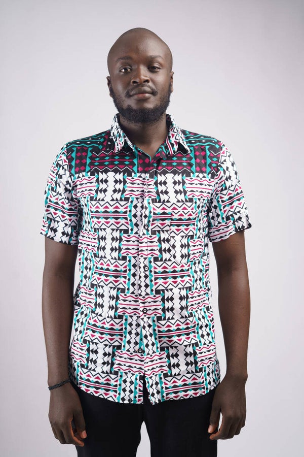White plus patterns Men shirt