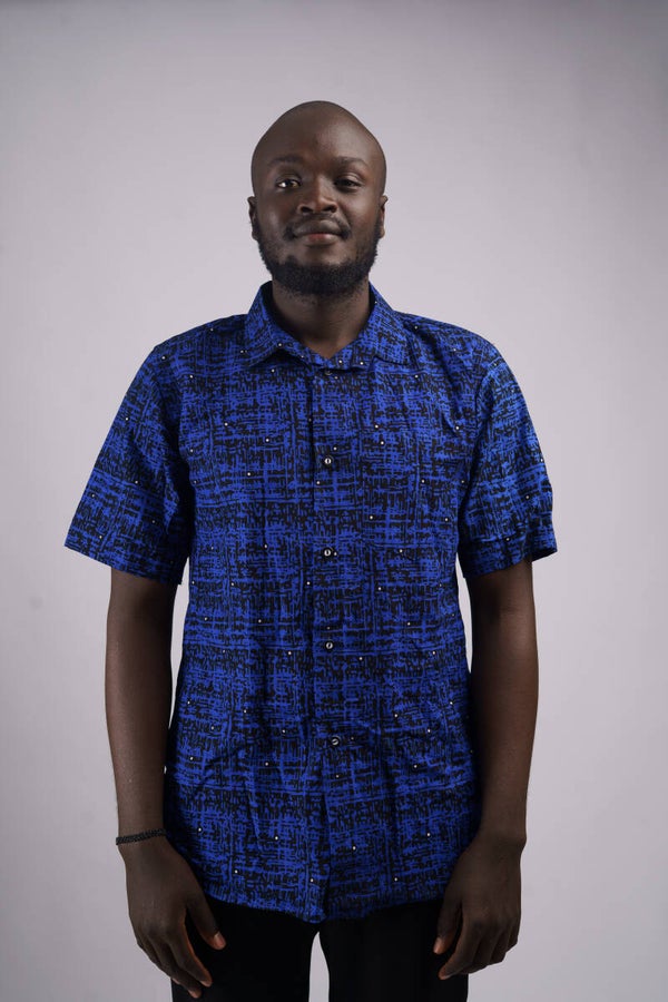 Blue men ankara shirt