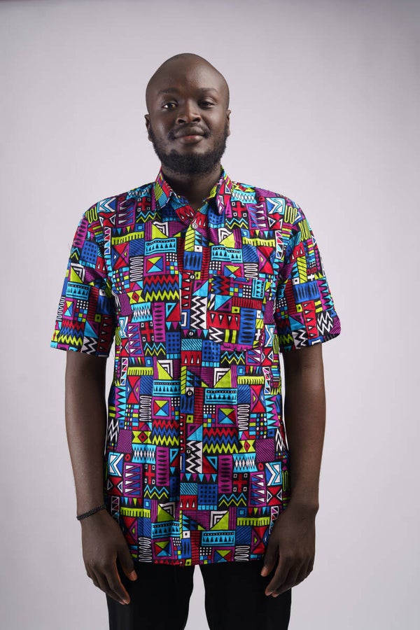 Purple Men Ankara shirt