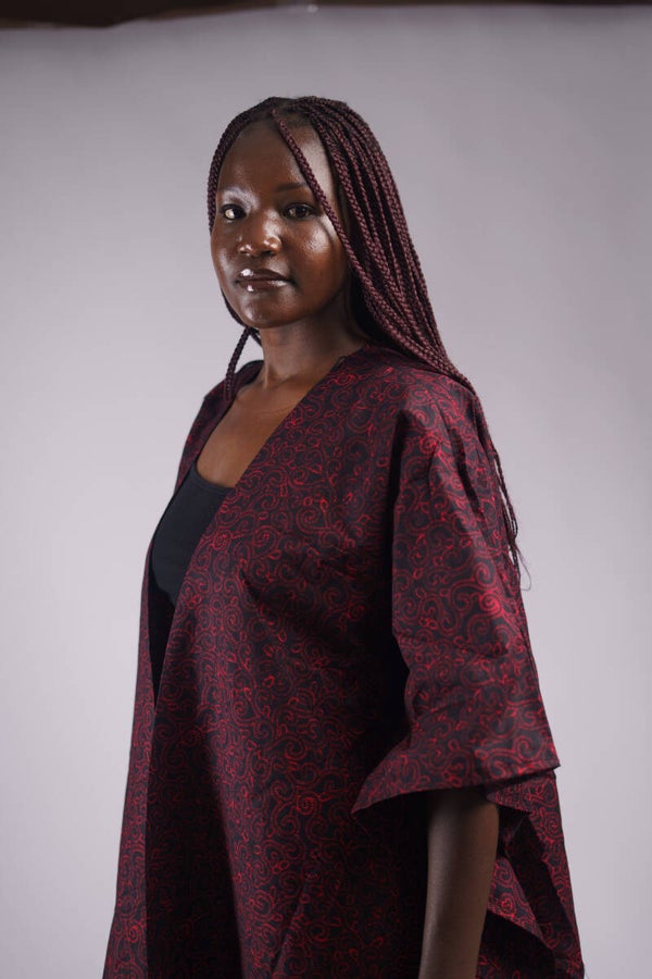 Red & black Poncho