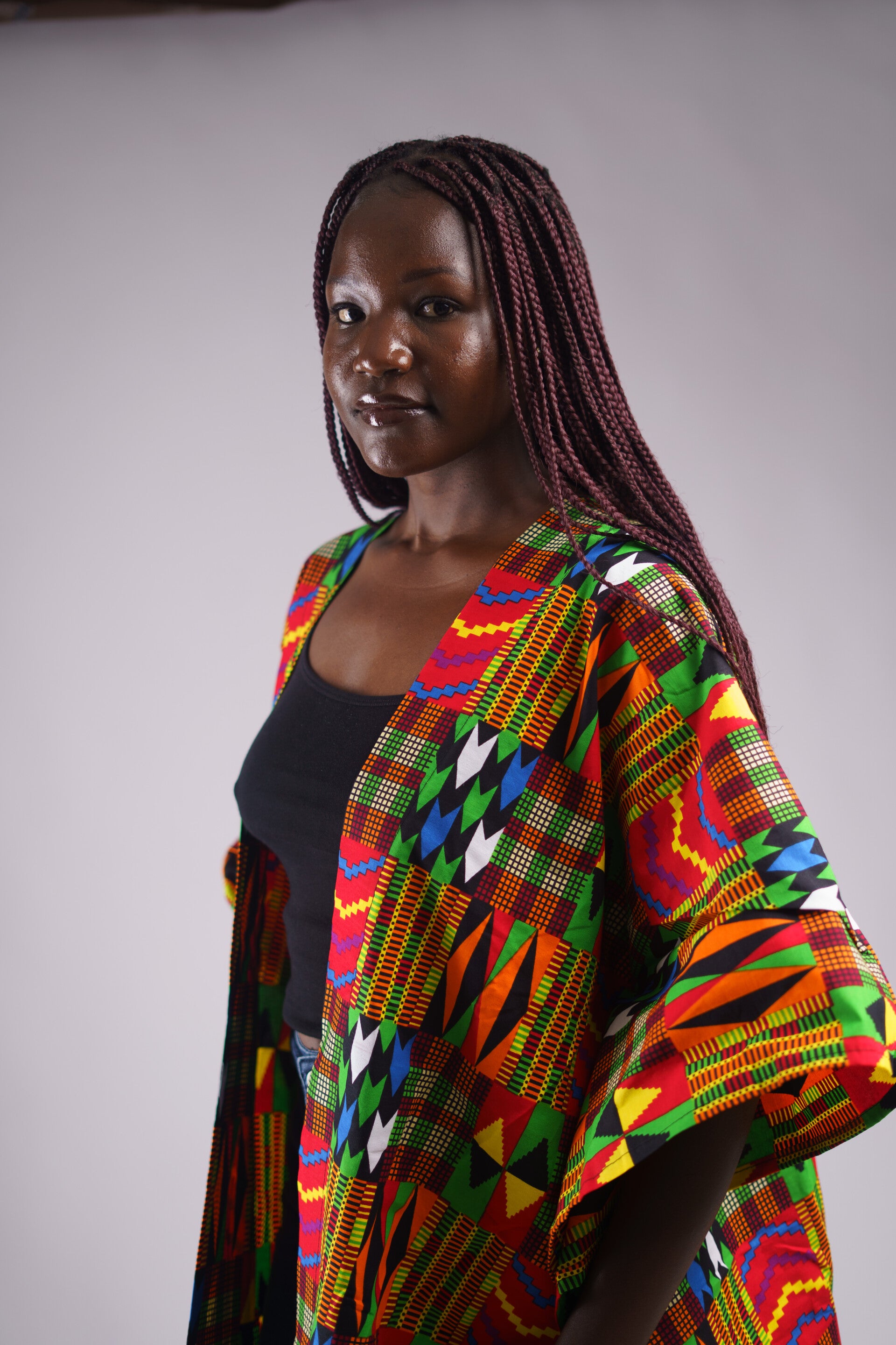 Colorful ankara print poncho