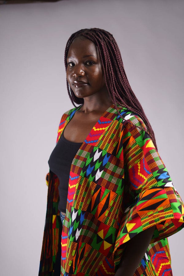 Colorful ankara print poncho