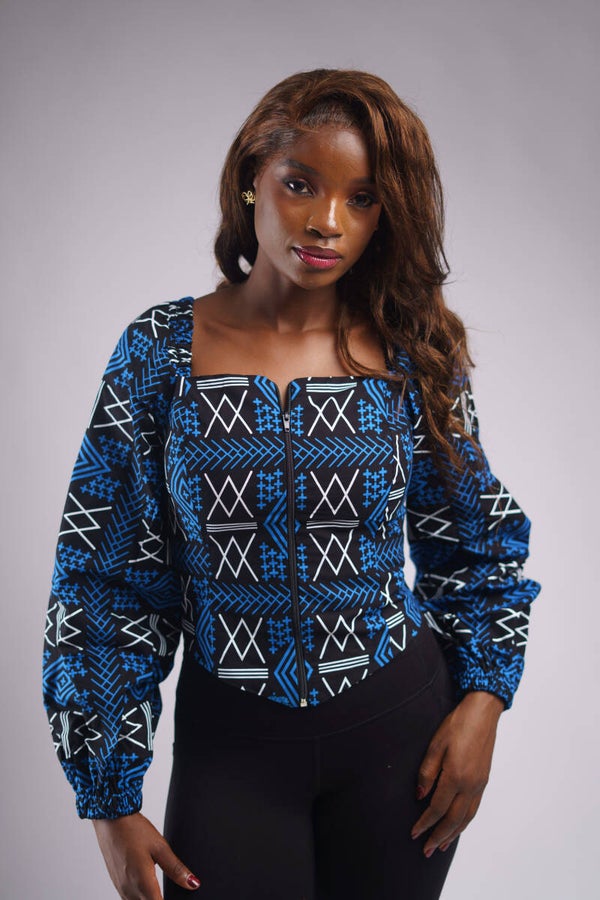 Blue Ankara top Longsleeve