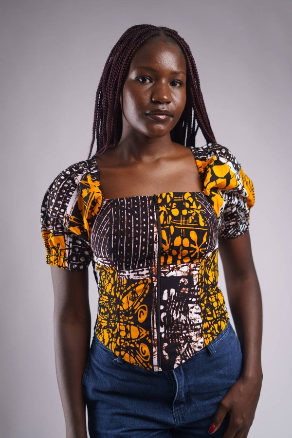 Yellow Ankara Top shortsleeve