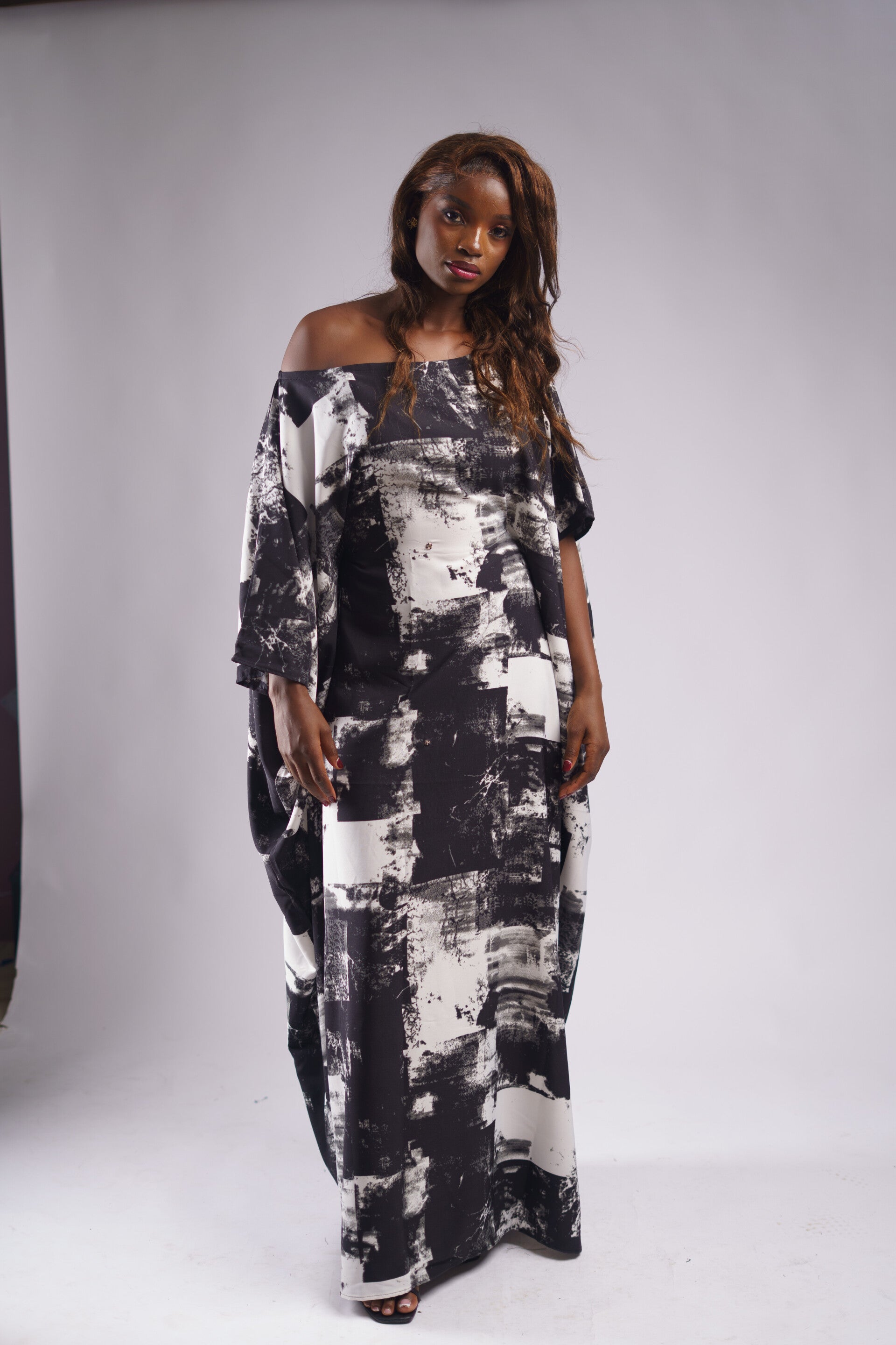 White & black kaftan.