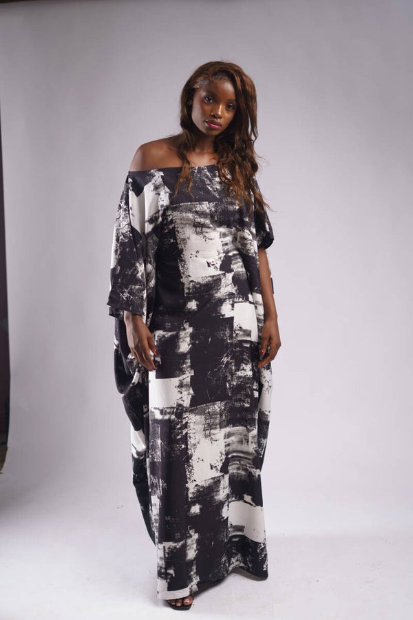 White & black kaftan.