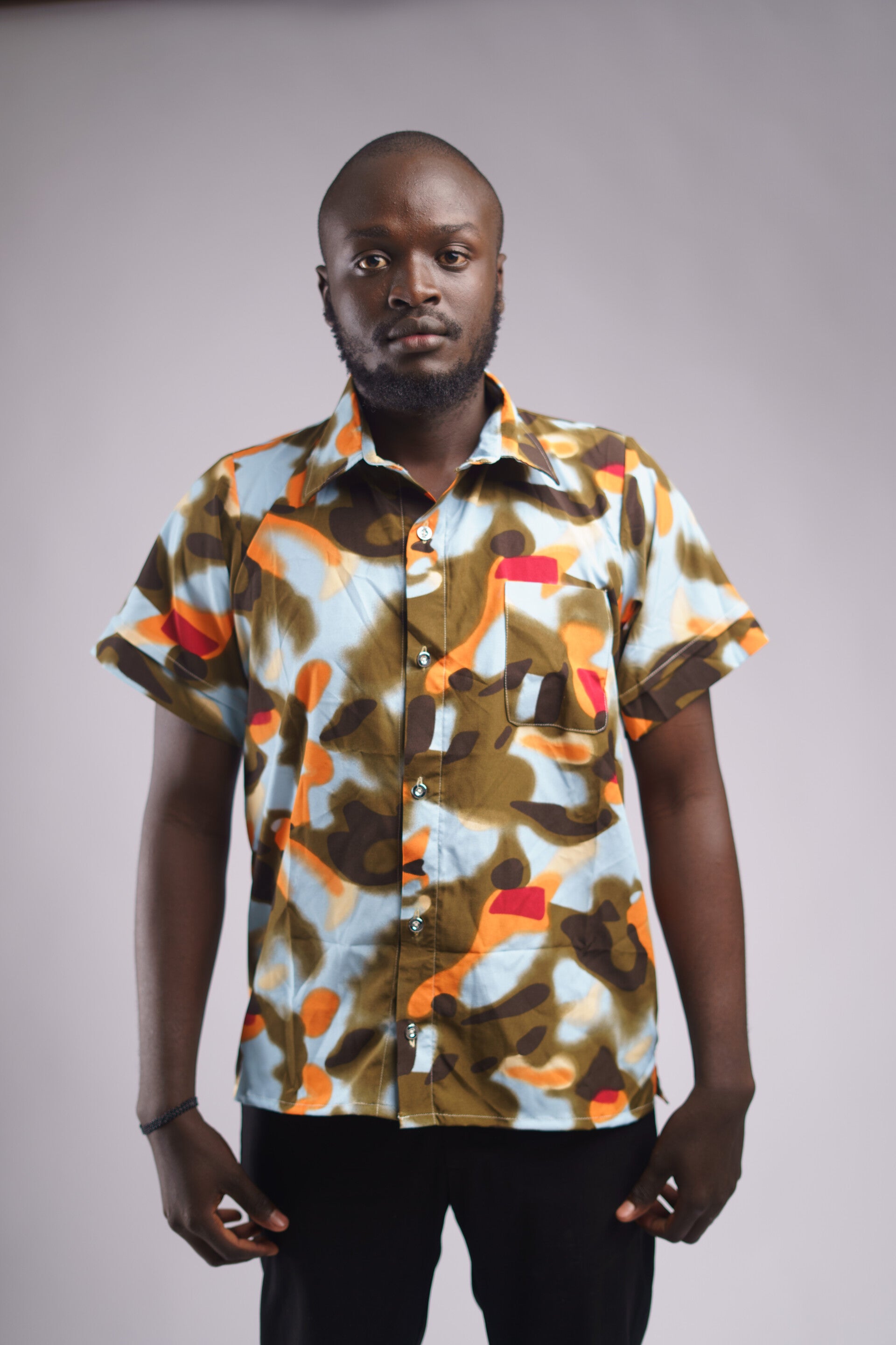 Men Shirt with Orange & brown prints