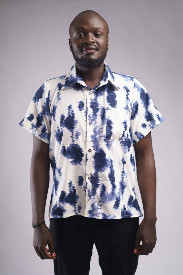 White and Blue Men Shirt