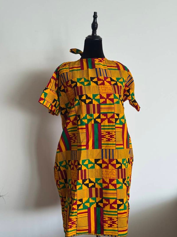 Kente Ankara Backless Dress