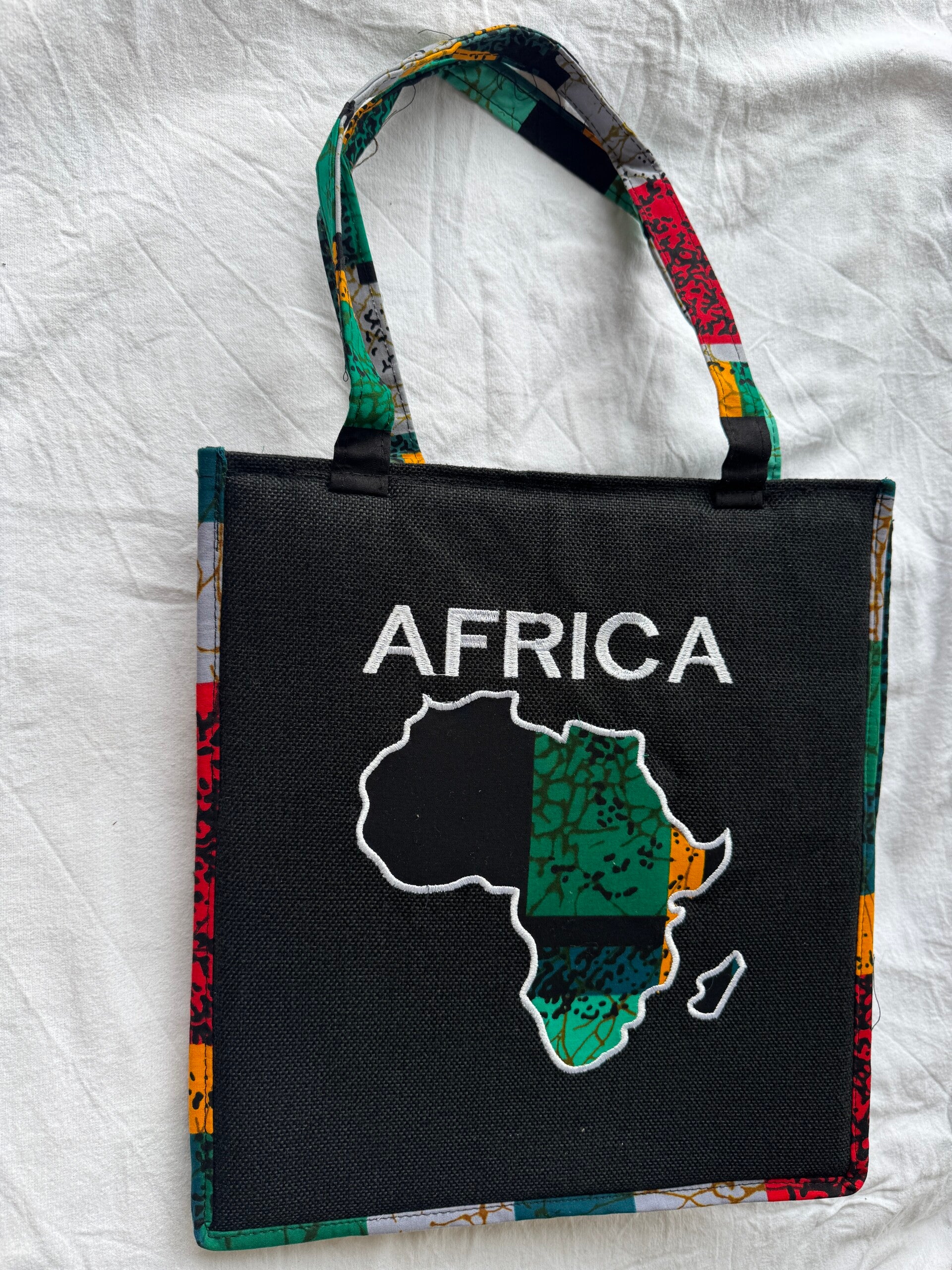 Black African print Hand Bag.