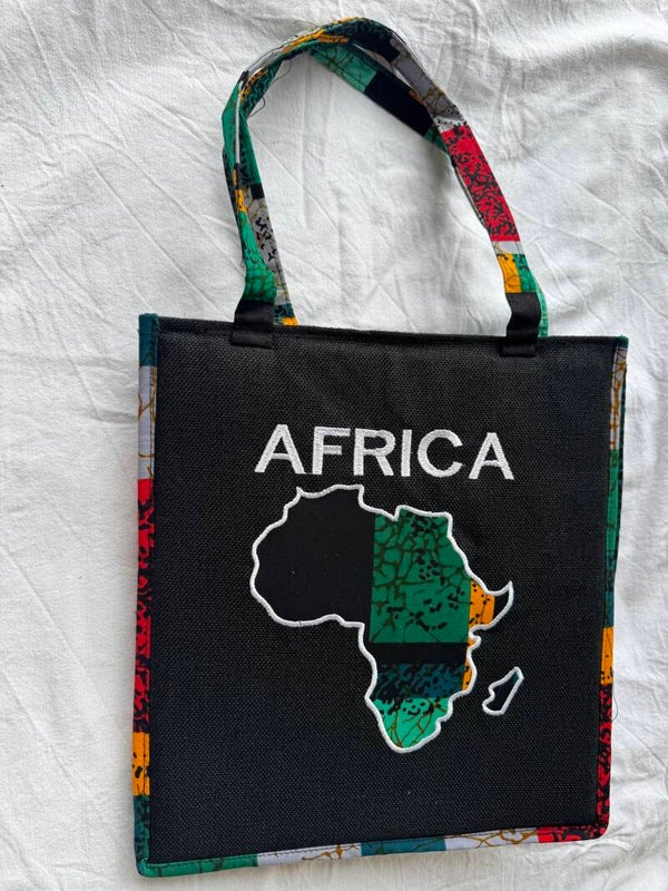 Black African print Hand Bag.