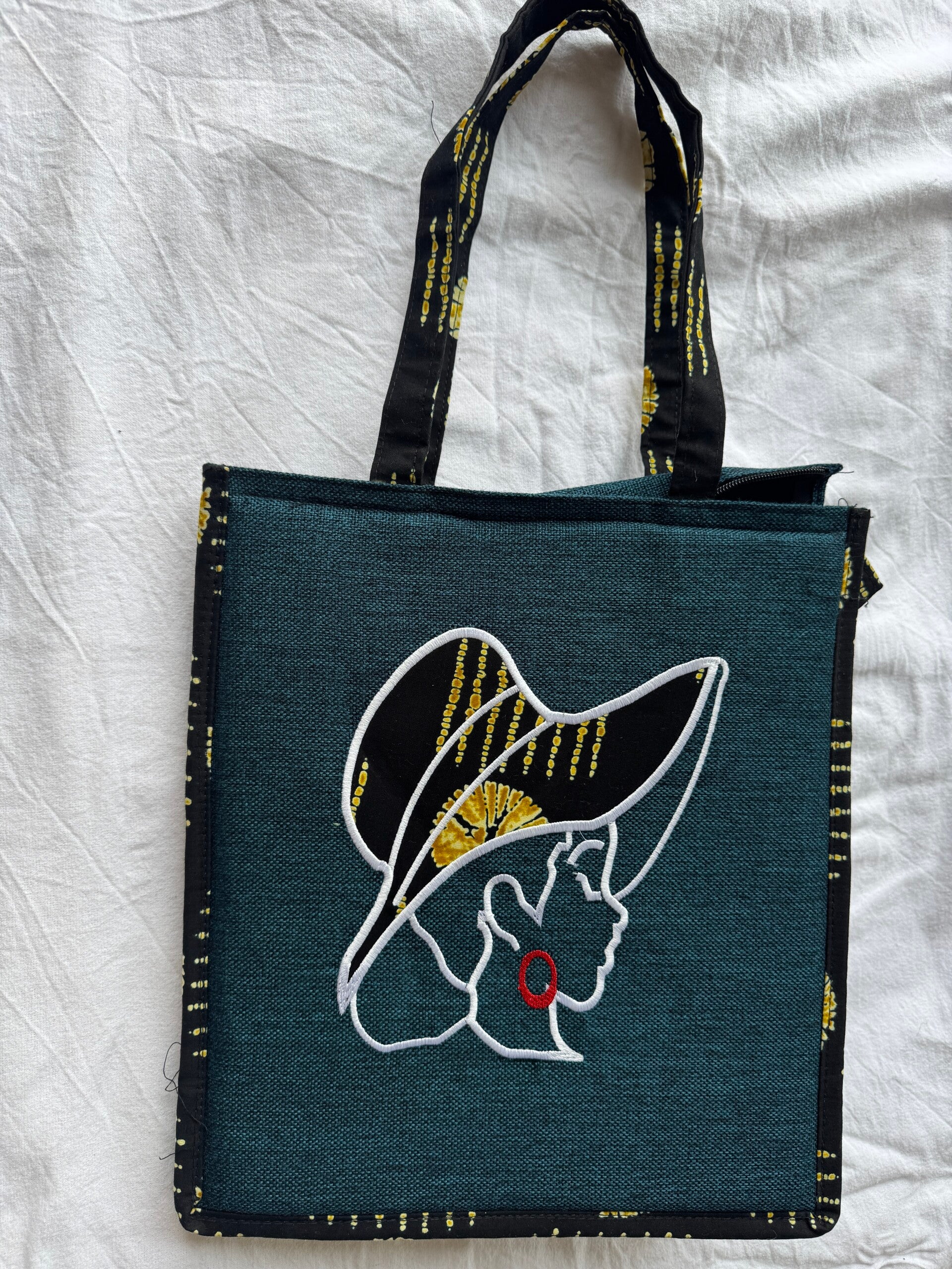 Dark Green African print Hand bag.