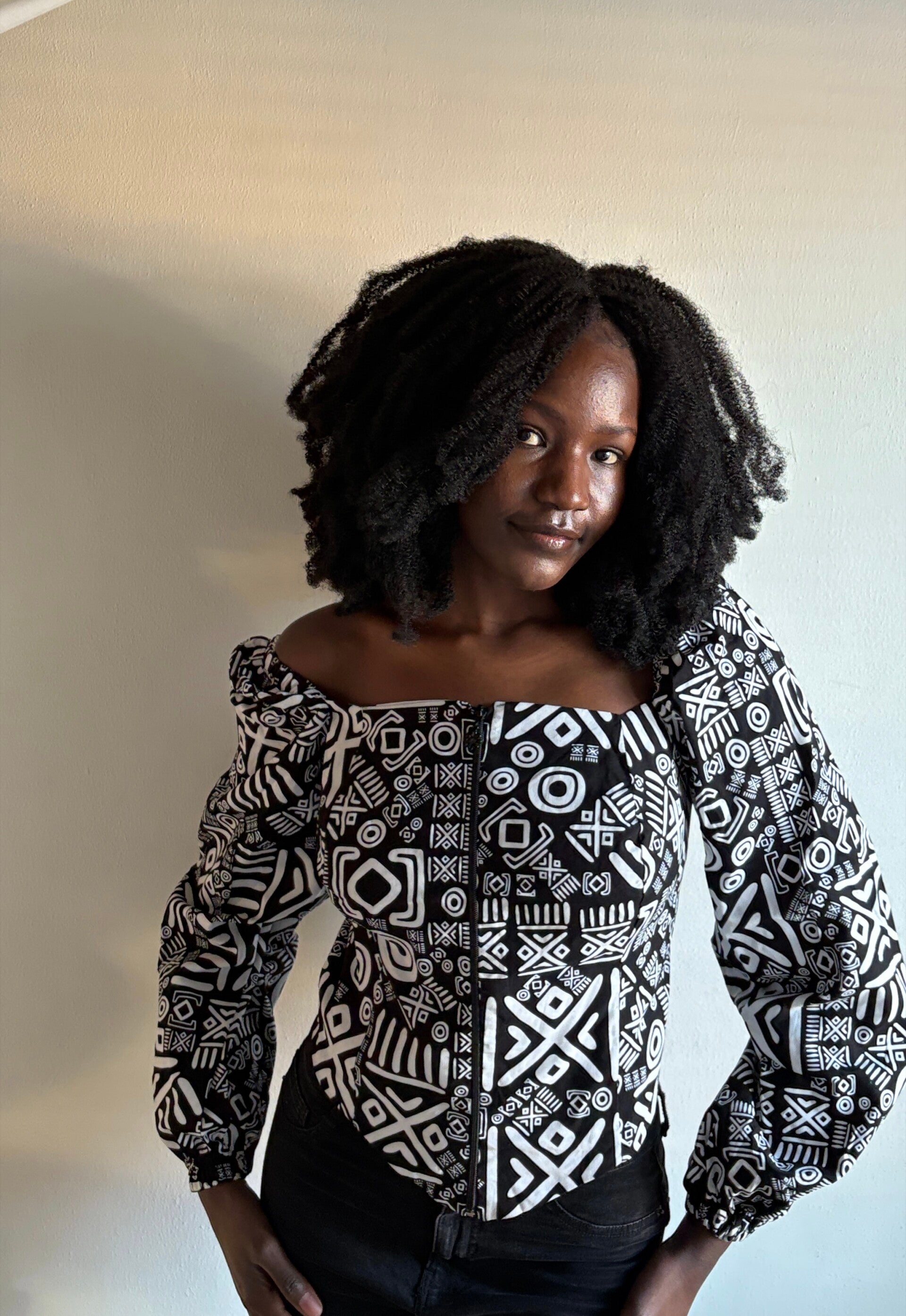 White & black ankara corset