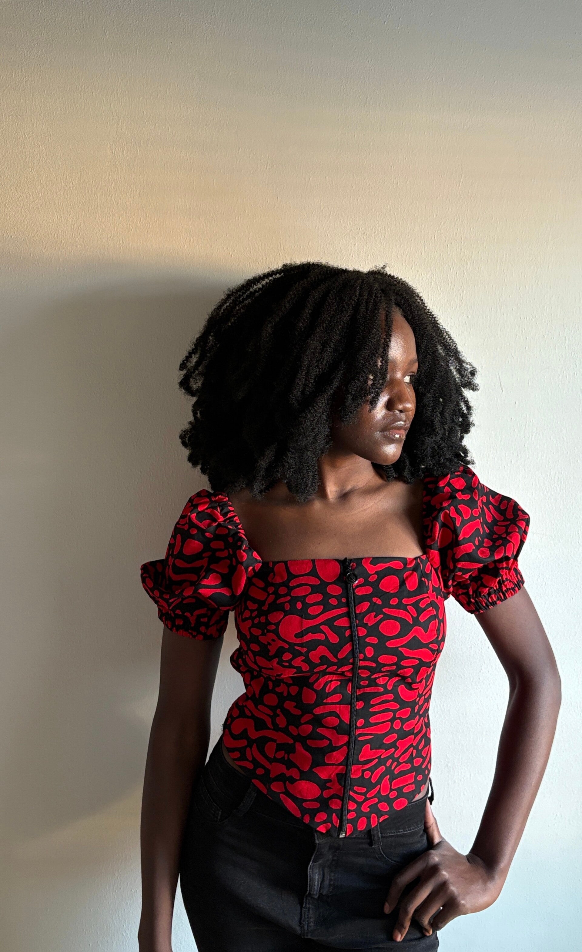 Red & Black Ankara Corset