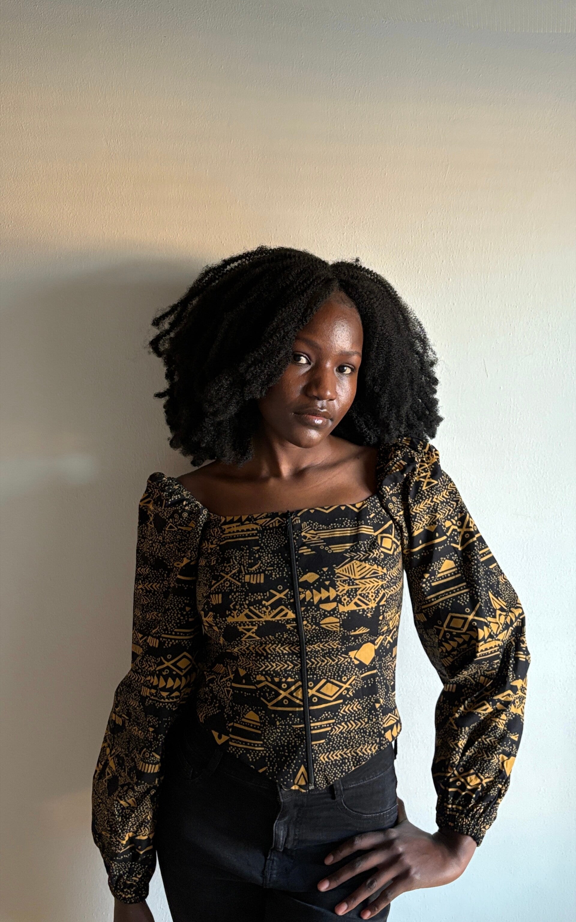 Black & musterd yellow ankara corset