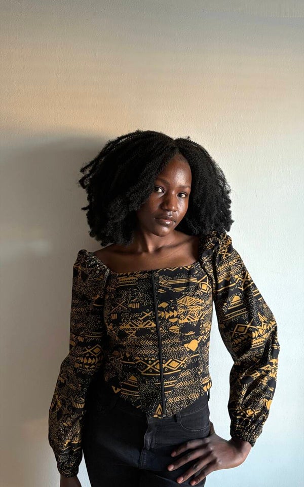 Black & musterd yellow ankara corset