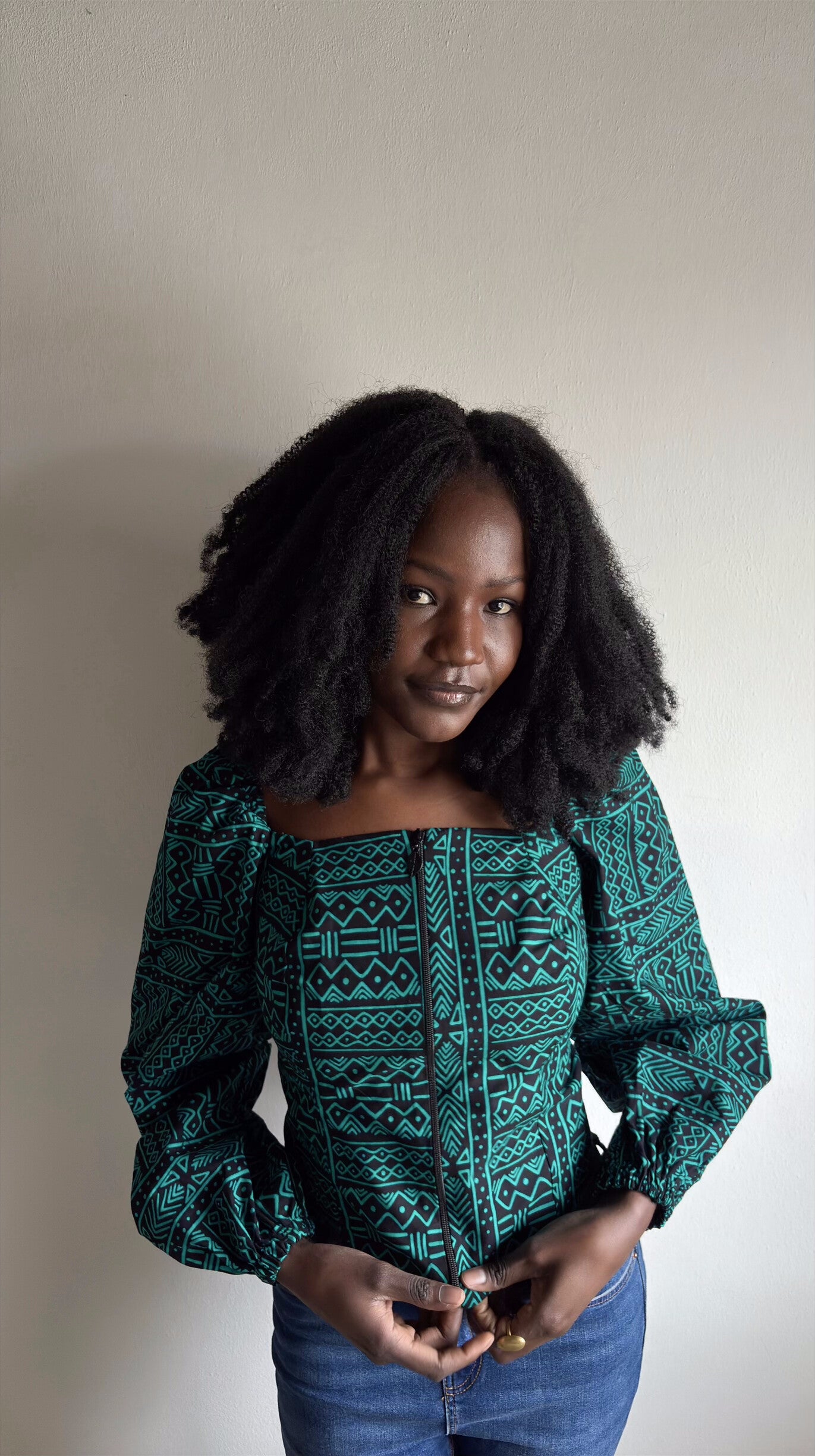 Green and black ankara corset