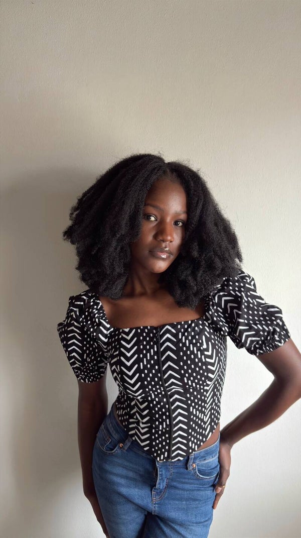 White & black ankara corset