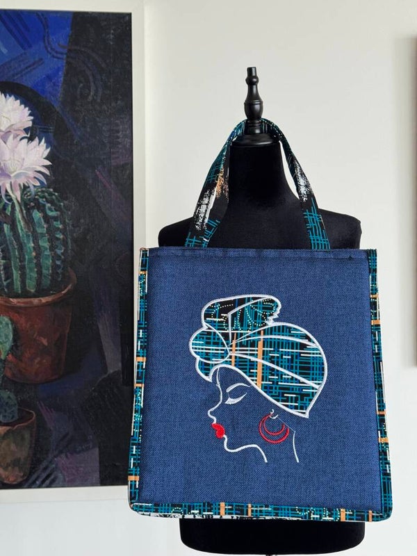 Blue Ankara Tote Bag