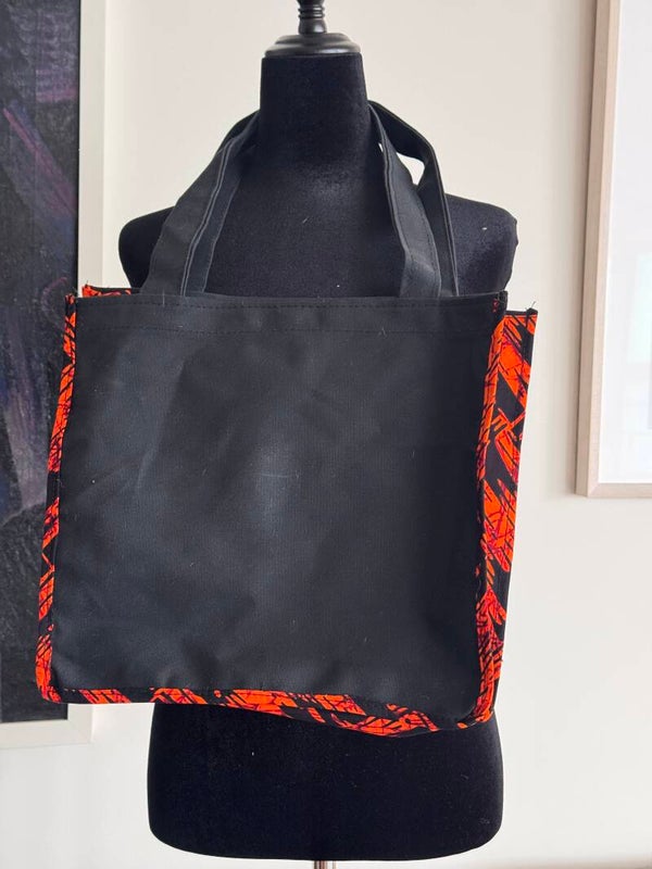 Black & Orange Canva+ Ankara Totebag