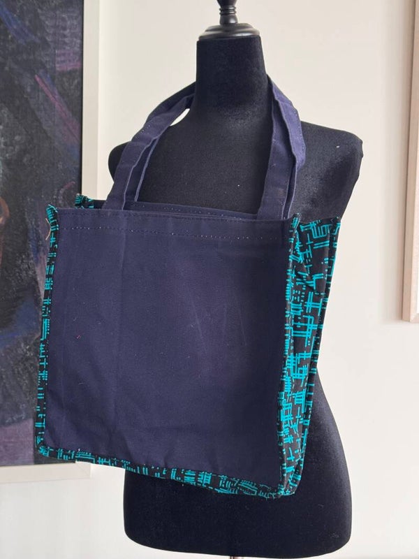 Blue Ankara + Canva Tote