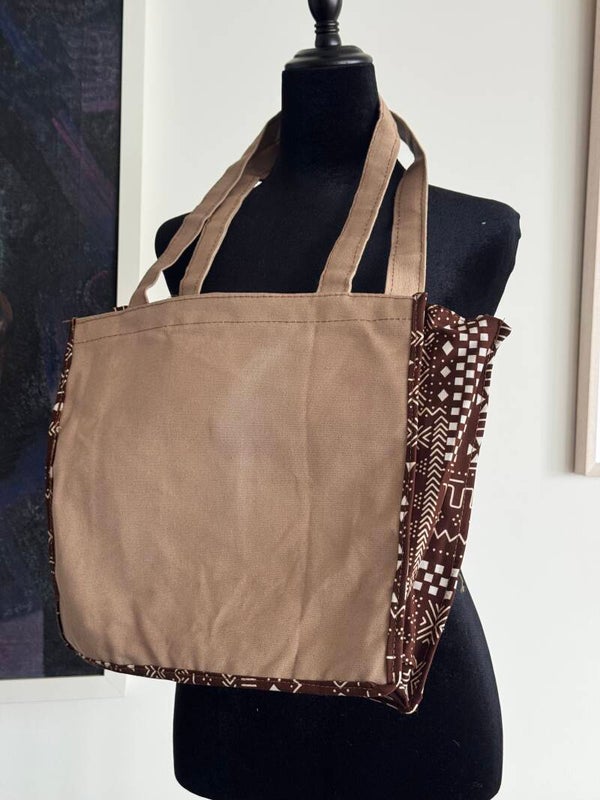 Brown Canva + Ankara Tote