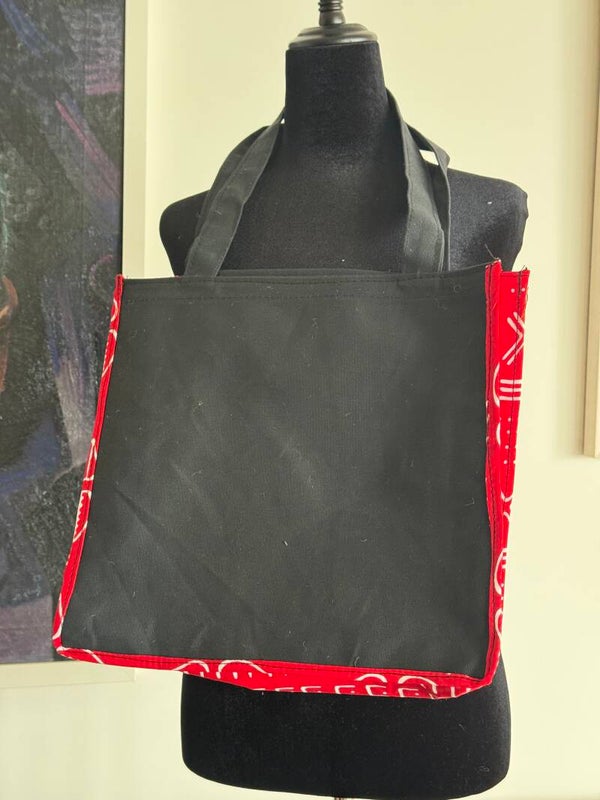 Black Canva+ Ankara Tote bag