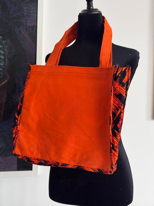 Orange Canva+ Ankara Tote bag