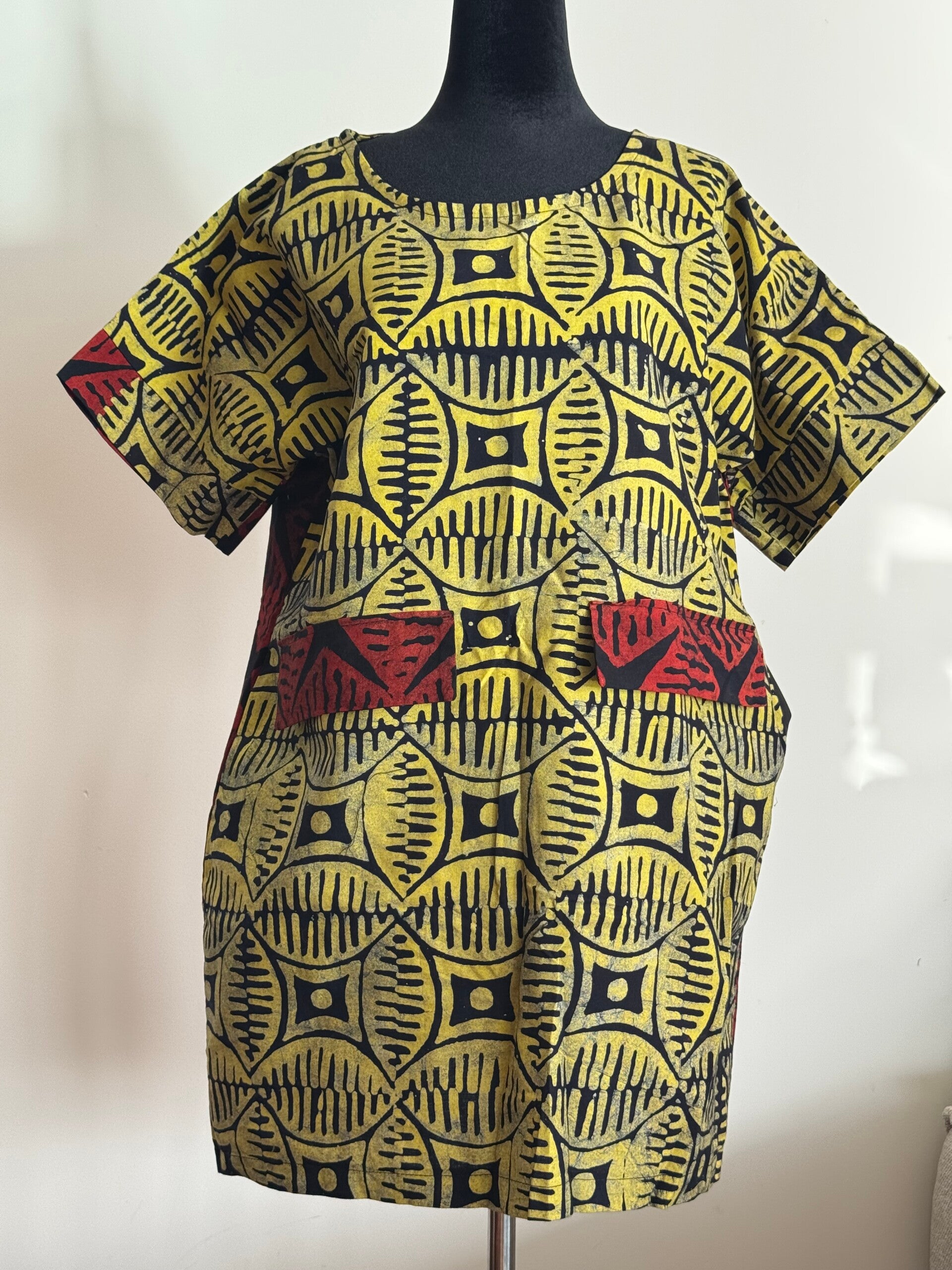 Short Batik Dress Yellow
