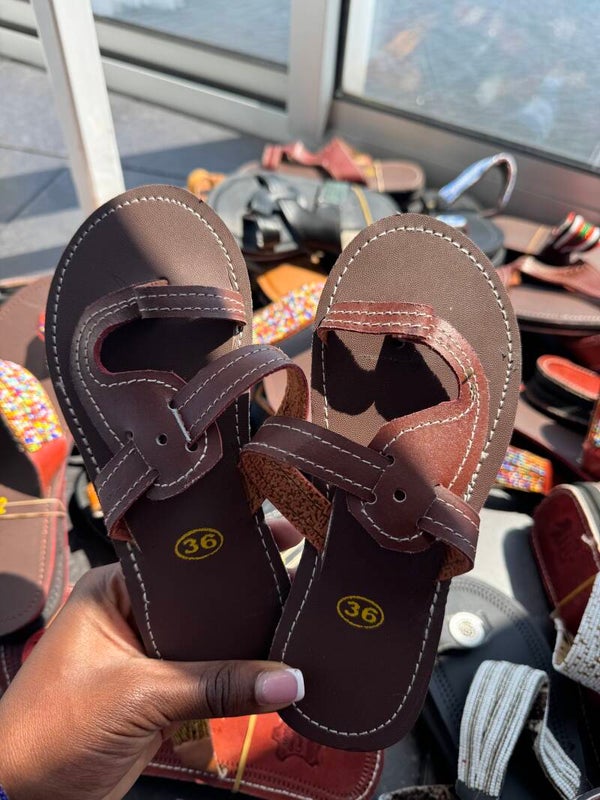 Brown boys Maasai sandals