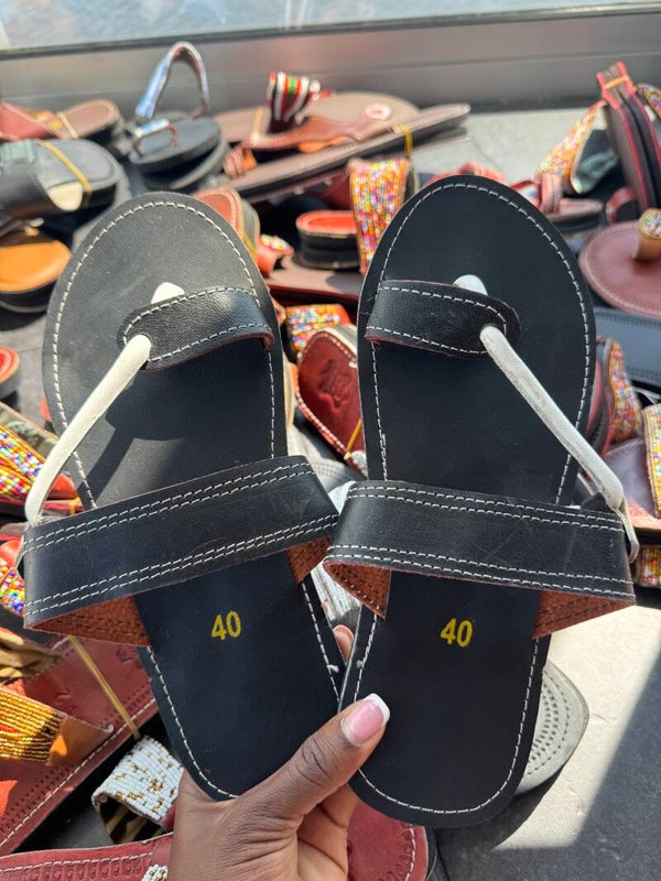 Black & white male maasai sandals