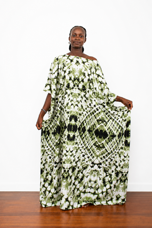 Green & white Kaftan