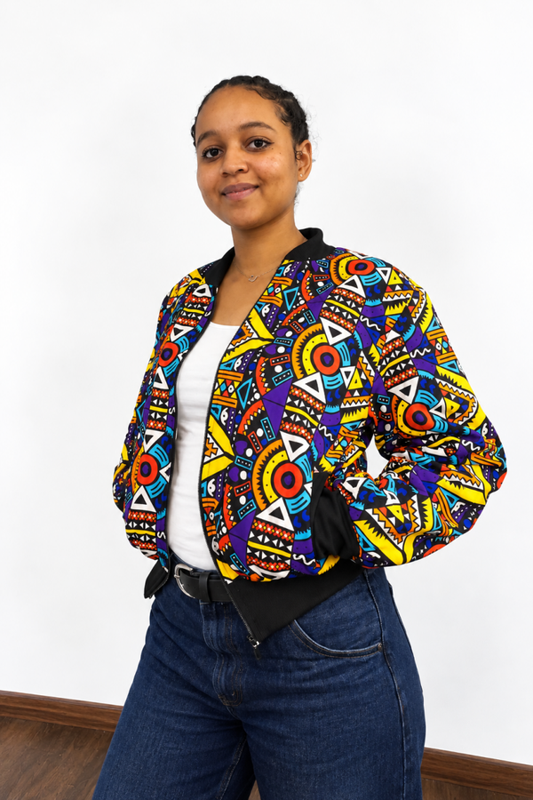 Purple Ankara Bomba Jacket (Warm)