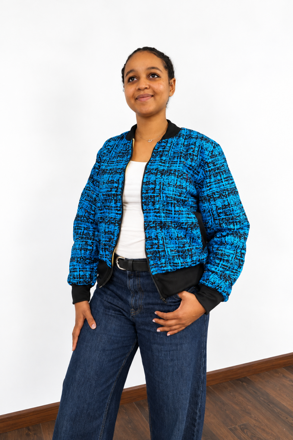 Blue Ankara Bomba Jacket (Warm)