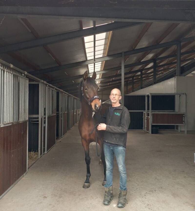 Henk met onze fokmerrie Kyra (Everdale X Balzflug)