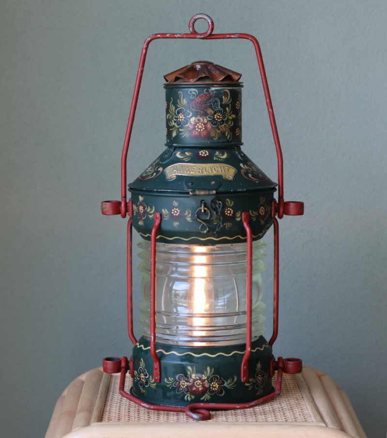 Ankerlicht, anchor ship lamp Hindeloopen Painted