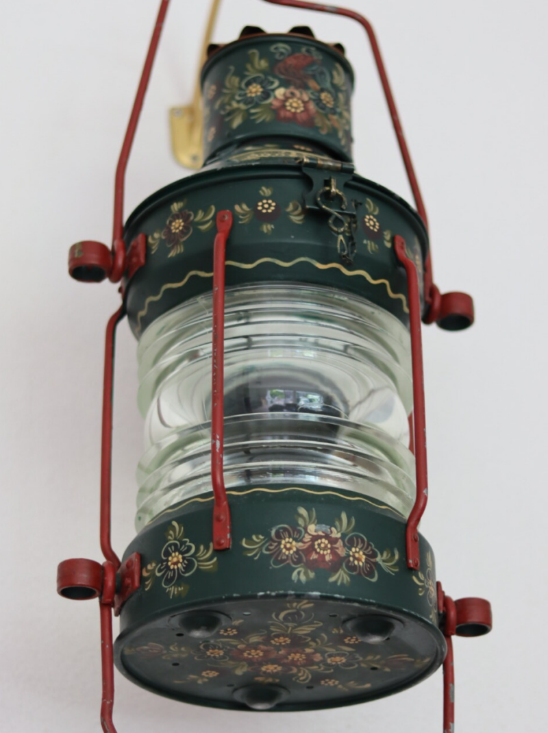 Folk art Hindeloopen painted ship lamp