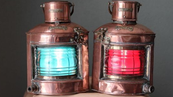 antique ship lights, port and starboard Pascall Atkey & Son Cowes