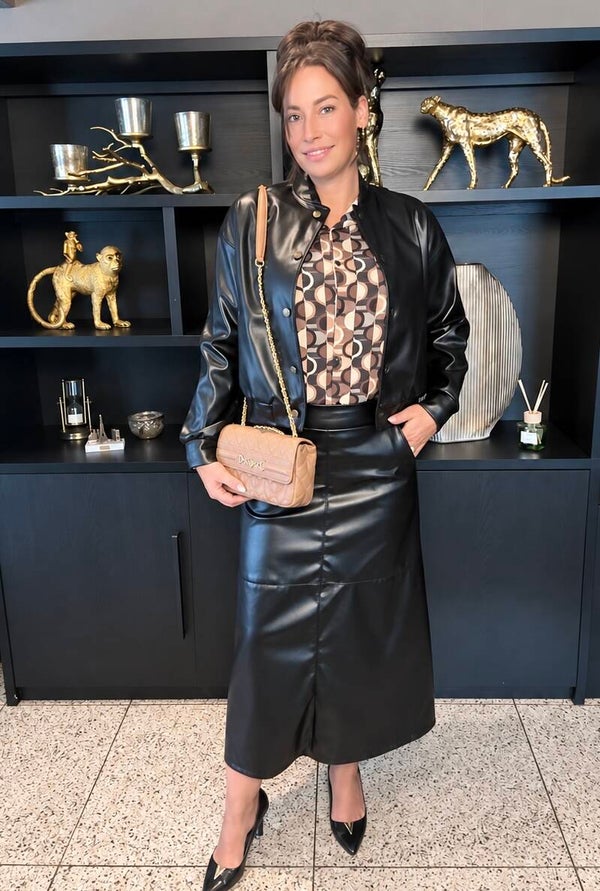 Leather Look Rok & Jasje – Zwart