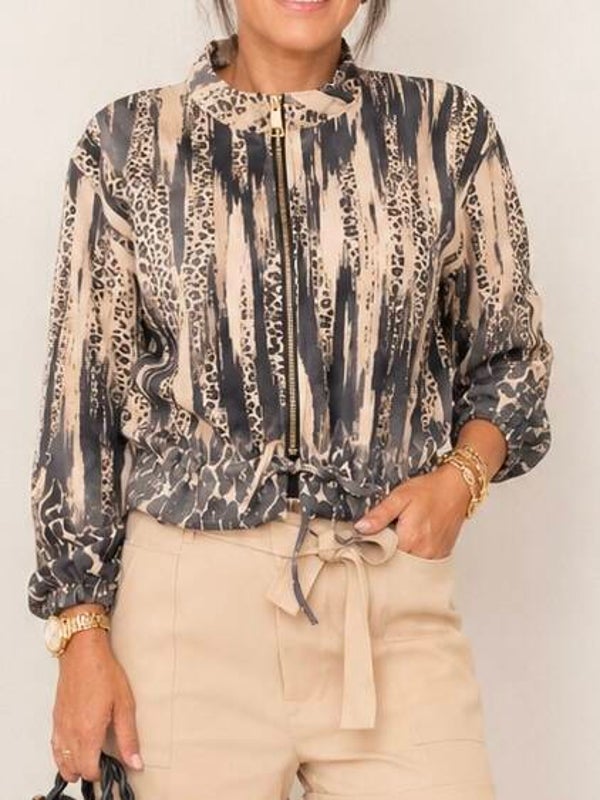 Printed Jacket – Beige/Black
