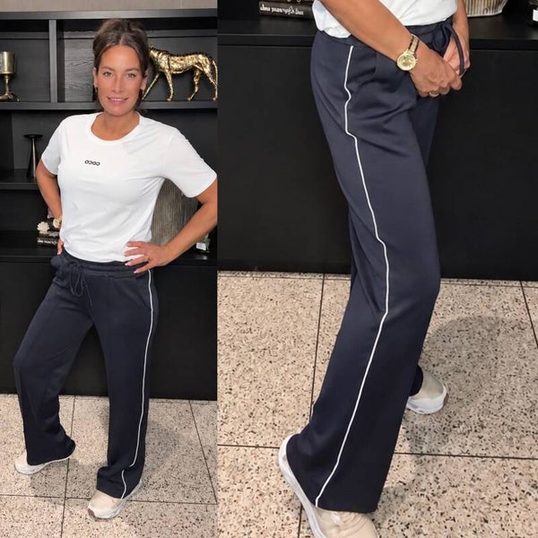 Wide Leg Broek met Bies – Donkerblauw