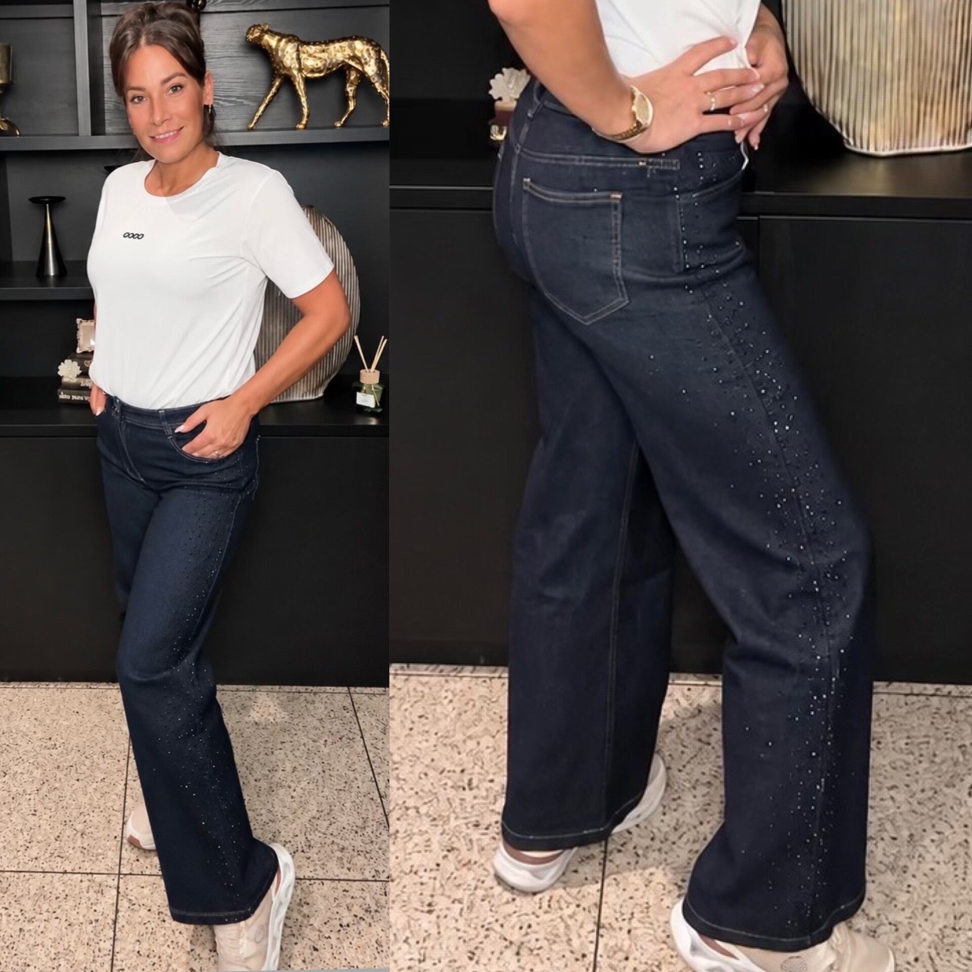 Dark Denim Jeans met Strass