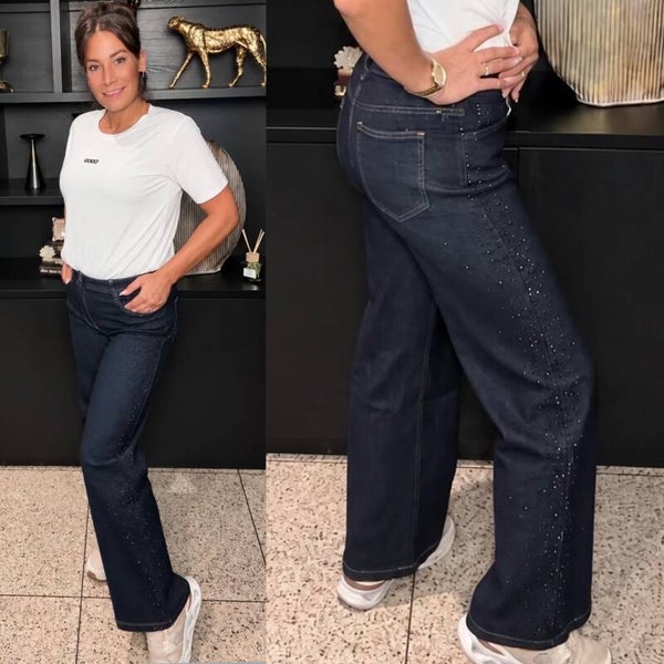 Dark Denim Jeans met Strass