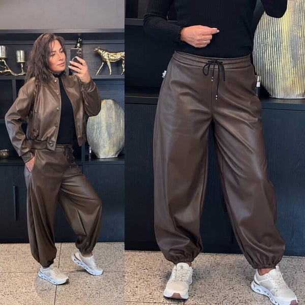 Leather Look Jogger – Bruin