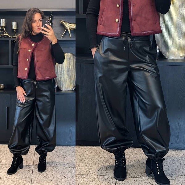 Leather Look Jogger – Black