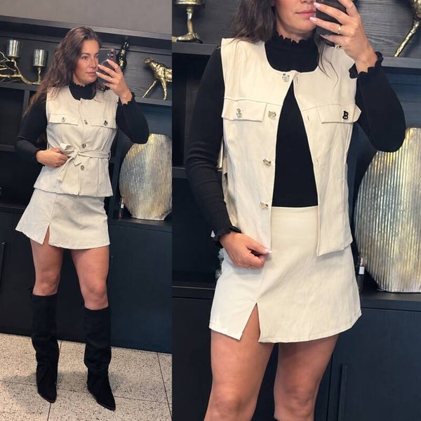 Leather Look Gilet & Broekrokje